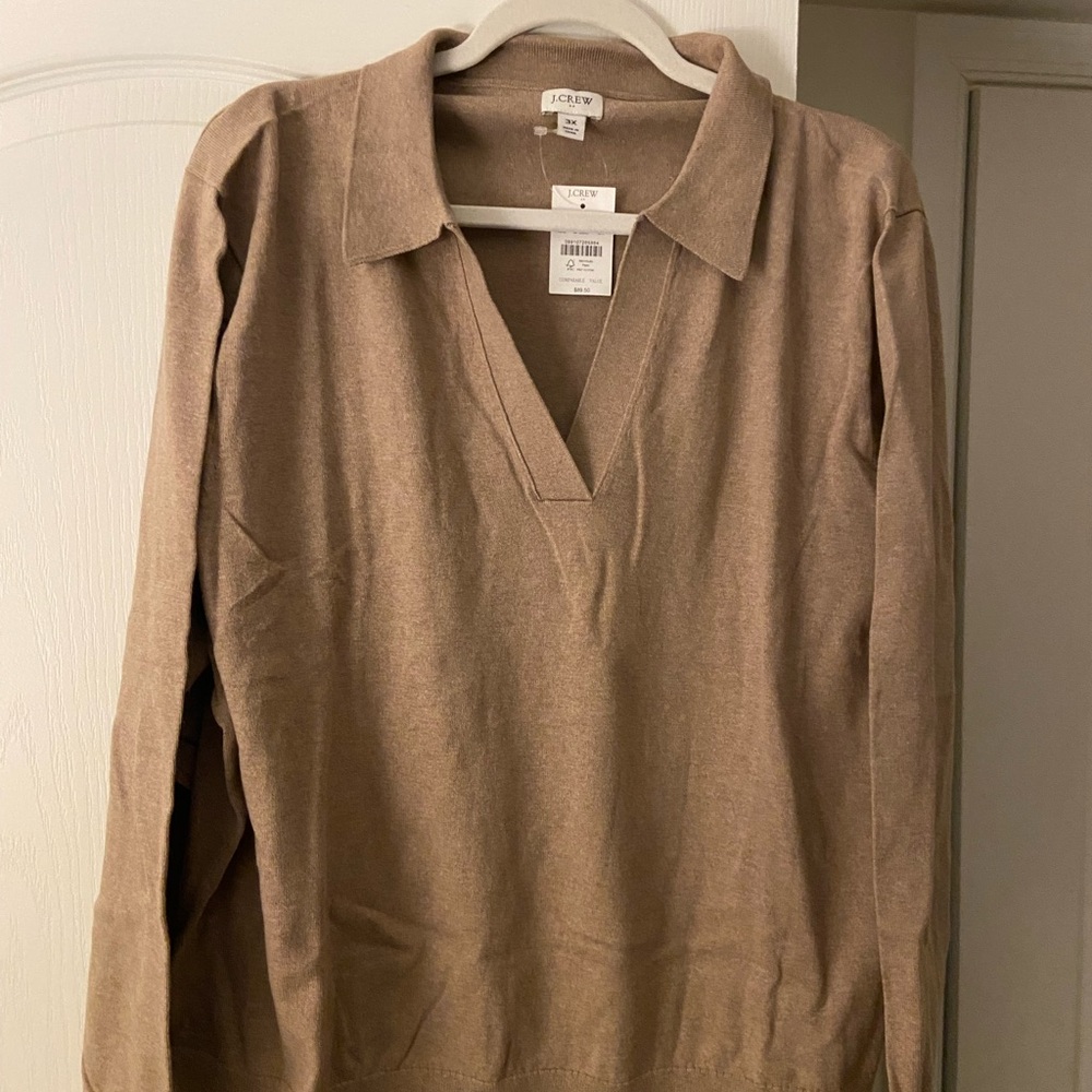 J. Crew Taupe V-Neck Sweater